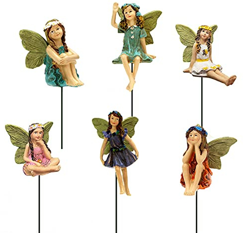 SisBroo Fairy Garden Accessories - Juego de 6 Figuras de Hadas en Miniatura para macetas y decoración de jardín