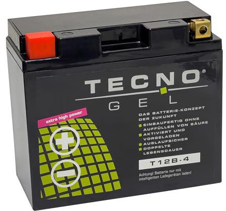 TECNO-GEL QUALITÄTS BATTERIE für YT12B-4 = YT12B-BS (DIN 51290) für Ducati 848/996/999 u.a.