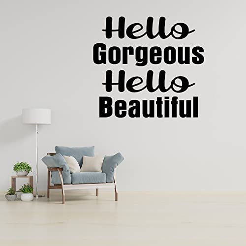 Wandaufkleber mit Aufschrift Hello Gorgeous, Hello Beautiful, inspirierender Wandkunst, Vinyl, motivierend, Bürodekoration, Zitat, Wandkunst, Vinyl-Wandaufkleber, Klassenzimmer, Fitnessstudio,