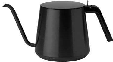 Stelton Nohr Gooseneck Wasserkessel - Elektrischer Kocher - Kaffee- & Teekanne, skandinavisch - Filter, Trockenkoch-Sicherheitsschalter mit Abschaltung, Buchenholzgriff - Schwarz Metallic