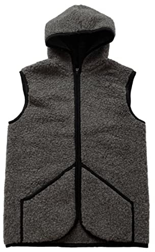 Hollert Unisex Wollweste Tafara aus Merinowolle kuschelig & weich mit Reißverschluss und Kapuze