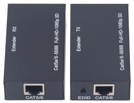 HD-Multimedia-Schnittstellen-Extender über Cat 5e 6 7, Bis zu 196 Fuß Reichweite, 1,5 Gbit/s Datenübertragung für PC, DVD-Player, TV-Box, Bildung, Digital Signage (EU-Stecker)