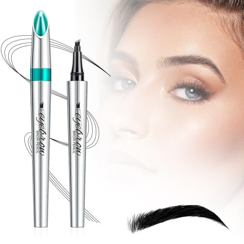 Kidmis Wasserdichter 3D Augenbrauenstift mit 4 Gabelspitzen, Microblading Augenbrauenstift, Augenbrauenstift Härchenzeichnung, 4 Punkt Brauenstift Langanhaltend Natürliche Augenbrauen Make-up (D)