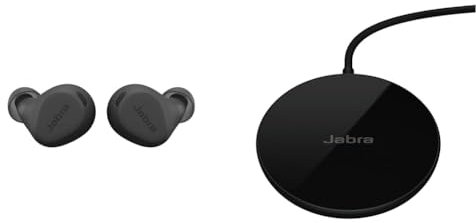Jabra Elite 8 Active Wireless In-Ear Bluetooth Earbuds with Adaptive Hybrid Active Noise Cancellation and 6 built-in Microphones - Dark Grey Wireless Charging Pad 5W, Qi Certified Black