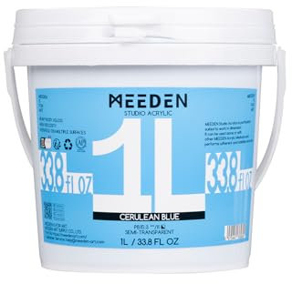 MEEDEN Blau Acrylfarben 1L: Heavy Body Gloss Acryl Farbe für Leinwand Holz Wand Textile, Groß Acrylic Paint - Wasserfest & Ungiftig & Schnelltrocknend - Coelinblau