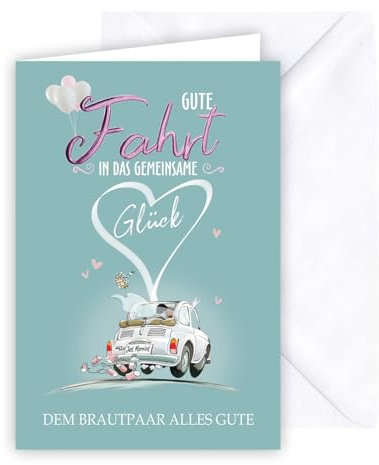 KE - Hochzeitskarte, Karte zur Hochzeit/Vermählung, Glückwunschkarte, lila geprägter Text, inkl. Umschlag, DIN B6 Format, weiß, Motiv: Gemeinsam