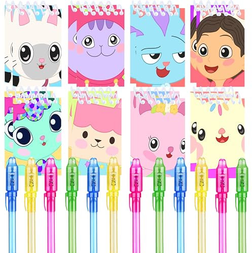 Junyaoii 24 penne UV e simpatici notebook (2,4 x 4 in) Dollhouse Temed Party Favor Notepad Spiral Pocket Notebooks Birthday Gift Teacher Classroom Rewards for Kids Adults Party Goody Bags Stuffers
