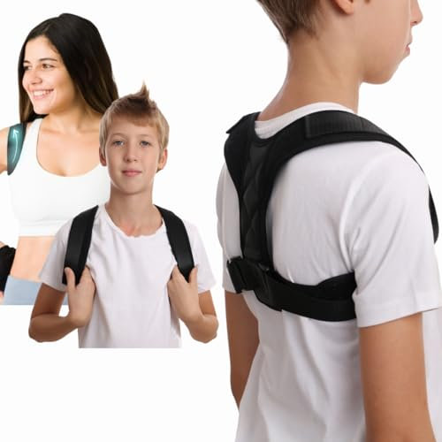 KACHAFLUS CORRECTOR Ajustable y Transpirable - Espalda recta- Corrector de Postura para Mujeres, corrector para niños, Alivio del Dolor de Espalda y Cervicales.
