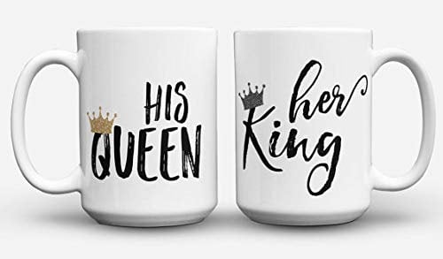TYCLTY His and Hers Coffee Mug Set, His Queen, Her King, King and Queen Mug, Glitter Mugs, Couples Coffee Mug, His and Hers Coffee Mug Set, Couples
