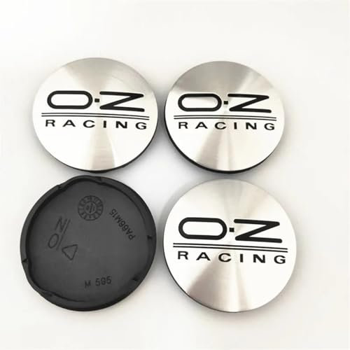 ZGCYK 4 Stück Radnabenkappen für OZ Racing M595 O.Z 62MM Felgendeckel Radkappen Reifen Felgen Radnabenabdeckung Zubehör,SilverBlack