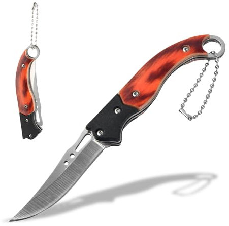 Coltello Pieghevole, Coltello Campeggio, Coltellino Tascabile Multiuso, Coltello Portatile con Portachiavi Coltello da Caccia Acciaio Inossidabile per il Campeggio, l'escursionismo e lo Zaino