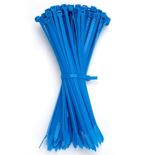 GUNGY Attache Cable Bleu 200 x 4,8mm Collier de Serrage Plastique Serre Câbles Électriques pour Cable Management Jardinage 100 Pièces