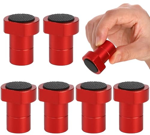 SOUJOY 6 Pack Bench Dog with Non-Slip Pad, 3/4 inch Solid Aluminum Alloy | Bench Dog Stops, Woodworking Bench Dog Clamp for MFT Tables and DIY Projects, Red