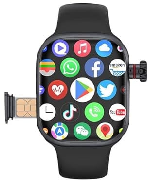 2024 CD99 AMOLED Smart Watch Men Women 4G SIM Card Wifi Cellular GPS NFC Smartwatch Series 9 Android 8.1 Rotating Camera Sport Watch (Eurasian Black,2+32G)