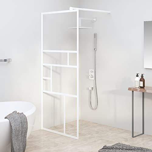 ShGaxin Cabine de douche accessible en verre ESG blanc 90 x 195 cm