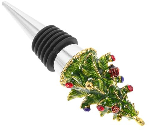 JECOMPRIS Enamel Christmas Series Bottle Stoppers New Years Wine Bottle Stoppers Xmas Tree Wine Stopper Wine Bottle Sealer Wine Bottle Caps Red Wine Stopper Festival Wine Stoppers Zinc Alloy