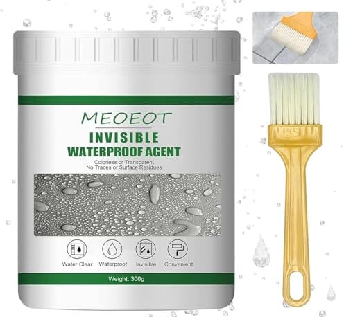 Meoeot Sigillante Impermeabile Liquido, 300g Impermeabilizzante Invisibile, Rivestimento Impermeabile Trasparente, Agente Anti-Perdite Sigillante per Piastrelle del Bagnoe, Tetto e Muro Esterno