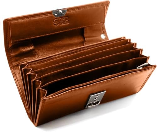 FLEXIBILITE Profi Kellner Geldbörse Profi Wasser Büffel [2026] Echt Leder RFID (18,5 x 9,5 x 4,5cm BxHxT) Geldbeutel Bedienungsgeldbeutel Taxi Portemonnaie Kellnerportemonnaie Cognac