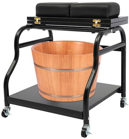 Fußbad Spa Wagen, Trolley für Fußbad mit 4 Universal-Räder, 2 Stufiges Bath Fuß Spezialwerkzeugwagen für Fußbäder, Pediküre, Salon-Zubehör, bis zu 18kg (Schwarz)