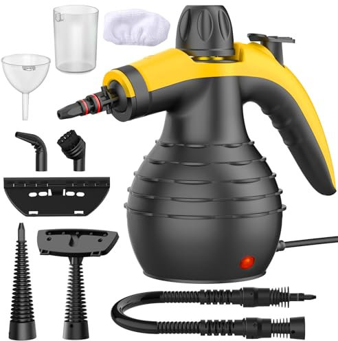 Pulitore a Vapore, Pulitore a Vapore con 9 Accessori Per La Rimozione Delle Macchie, 1050 W, Pulitore a Vapore per la Pulizia di Auto, Bagno, Doccia, Mobili Imbottiti, Finestre e Grasso