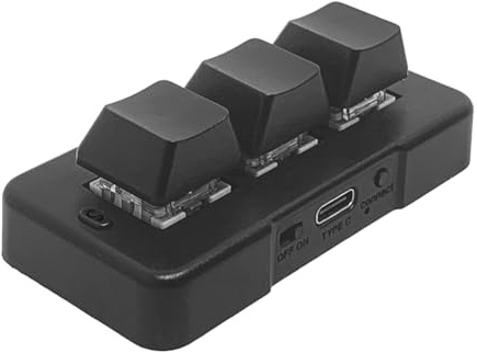 Kznifmk MK321G Mini Clavier Mécanique Personnalisé à 3 Touches avec Interrupteur Bleu USB et 2,4 G sans Double Mode pour Multimédia OSU Noir