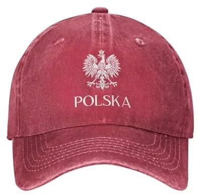 DLERFLOVR Vintage Basecap, Polen Polska Flagge Unisex Baumwolle Kappe, Polnisches Wappen Distressed Washed Baseballkappe, Herren Verstellbar Outdoor Freizeit Hut