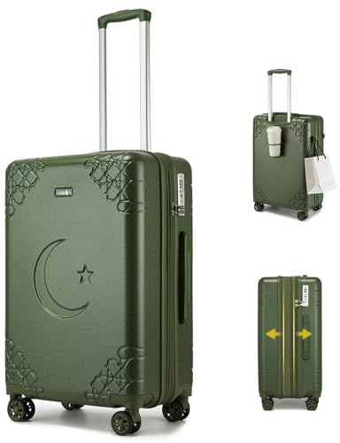 Sea choice Hartschalenkoffer Erweiterbar Reisekoffer mit Getränkehalter Leicht Koffer Set Trolley Handgepäck Mittelgroß mit Spinnerrollen TSA Schloss