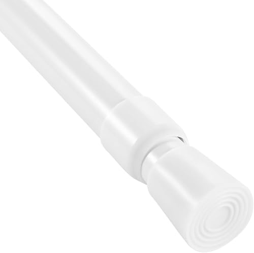 EVERGOODS Curtain Poles, 84-150cm Net Curtain Rod, Extendable Shower Curtain Pole, No Drill Adjustable Tension Rod Telescopic Voile Tension Pole Shower Rail Curtain Pole (White, 84-150cm)