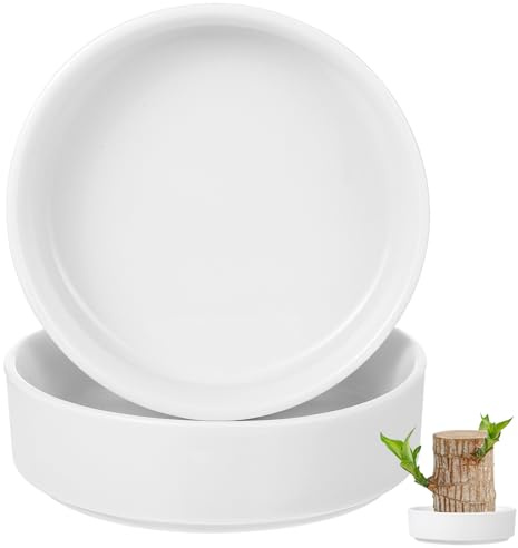 LEREAMTP 2 Stück Keramik-Pflanzen-Untersetzer, weiß glänzende Keramik-Pflanz-Ton-Topf-Basis, Blumentopf-Tropfschalen für den Innen- und Außenbereich