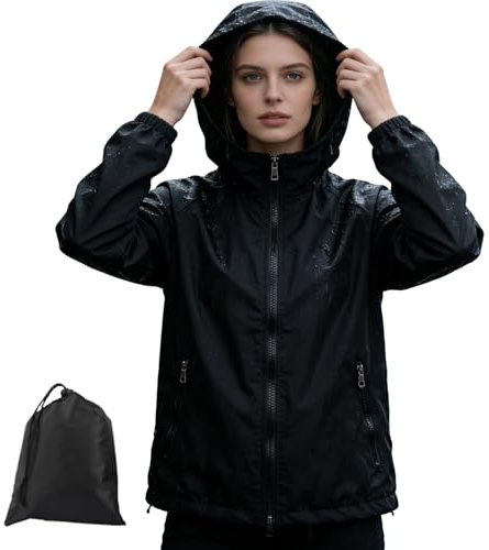 ADUDVLO Leichte Regenjacke Damen, Regenjacke Damen Wasserdicht Atmungsaktiv, Fahrradjacke für Frauen Fahrrad Sport Outdoorjacke
