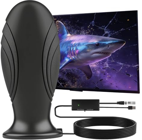 Indoor TV Aerial for Smart TV, Amplified Digital Aerial with Signal Booster for 4K 1080P Freeview Channels 600 Miles Long Range Reception for Local Channels and All Older television Home & RV 18Ft