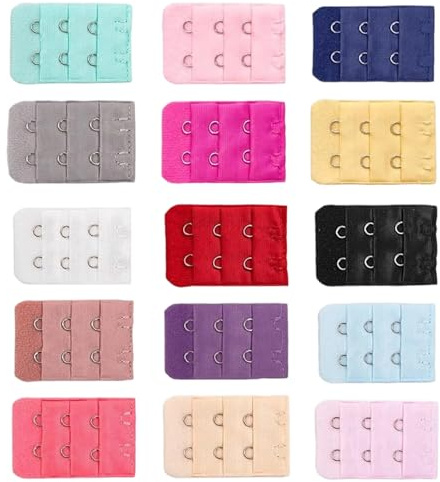 Elenviorina 15 Pcs Bra Extenders 2 Hook UK Bra Extender 3 Rows Bra Extension Strap Adapter for Women Comfortable Fit