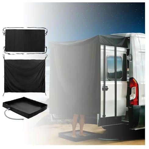 SJWJWOO Accessoire Van Aménagé Ensemble Trois pièces, Inclus Store Camping Car, Rideau Van Aménagé, Receveur De Douche, Montage Facile pour Le Camping en Van ou en Camping-Car