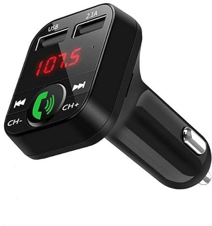 FM Transmitter, Bluetooth Wireless Car Adapter Kit with 2 USB Ports Car Charger MP3 Player Support TF Card & Disk