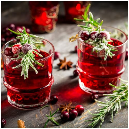 Wallario Magnetfolie für Kühlschrank/Geschirrspüler, magnetisch haftend - 60 x 60 cm, Motiv: Winterlicher Cranberry-Punsch mit Rosmarin