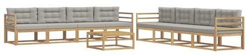 vidaXL Outdoor-Sofagarnitur 9 pcs Weiß und Hellgrau 79 x 79 x 37 cm, Garten-Sofa Set, modulare Lounge für draussen, wetterfestes Mobiliar, robuster Pool-Bereich