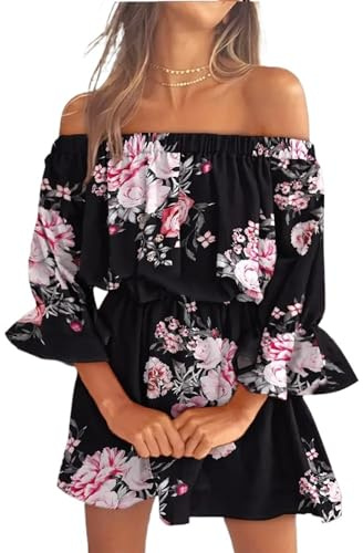 WJIAYAO strandklänning damer lång damer sexig one-shoulder-tryckt klänning sommar strandkjol för, 6, XXL