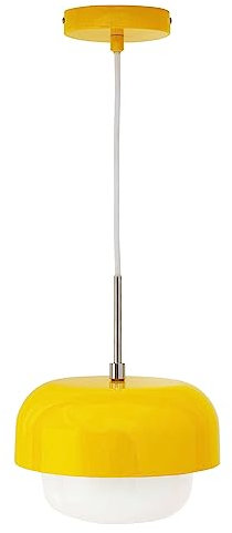 Dyberg Larsen - Haipot Gelb Deckenlampe - Gelb Hängeleuchte - Hängelampe aus Metall und Opalglas - Pendelleuchte Esstisch und Elegant Zimmer Deko - Dänisches Design - Ohne leuchtmittel