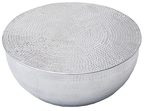 Casa Padrino Couchtisch Silber 68 cm Aluminium - Wohnzimmer Salon Tisch - Unikat