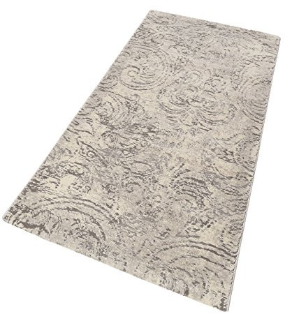 Wecon Home Esprit I Moderner glänzender Kurzflor Teppich - Läufer für Wohnzimmer, Flur, Schlafzimmer I Elda I ESP-5198-956 I Weiß Grau Taupe I (80 x 150 cm)