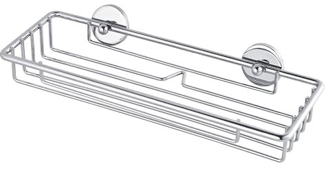 tesa baath Plus Ablage Dusche, 26cm breit, verchromt, inkl. Klebelösung, 50mm x 260mm x 97mm