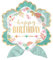 Amscan 3864101 - Super Shape Folienballon BOHO Birthday Girl, Heliumballon, Geburtstag