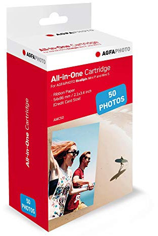 AGFA Photo - Cartouche et papiers 5,3 x 8,6 cm AMC - Compatible AGFA Photo Realipix Mini S, Realipix Mini P, Kodak Mini Printer 2, Kodak Mini Shot