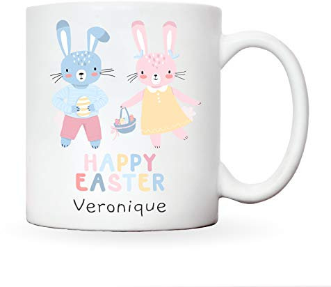 Personalised Easter bunny mug to go in basket | decorations to go with egg/chocolate/candy gifts | for kids baskets | decor stuffers | toddlers girls teens baby boys babies toddler