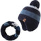 AHAHA Wintermütze Junge and Baby - Fleece-Gefüttertes Ski Beanie Kinder Strick Earflap Schal und Mütze Set,6-10 Jahre,Blaue streifen set