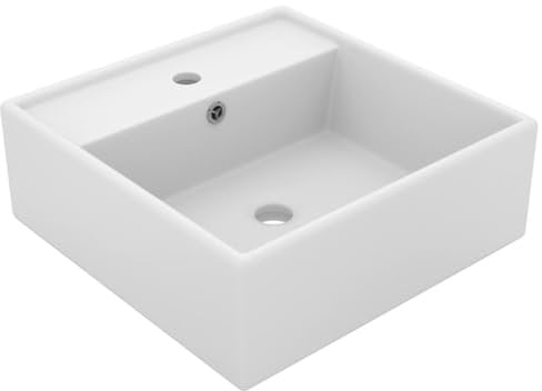 vidaXL Lavabo Carré de Luxe à Trop-plein Vasque à Poser de Toilette Lave-mains de Salle de Bain Salle Cosmétique Maison Blanc Mat 41x41 cm Céramique