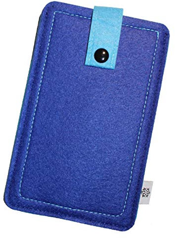 Davii Handy Filztasche kompatibel mit Gigaset GS110 / GS280, Handytasche Einsteck Etui mit Band, Robust, weich, Rundumschutz Blau - XL
