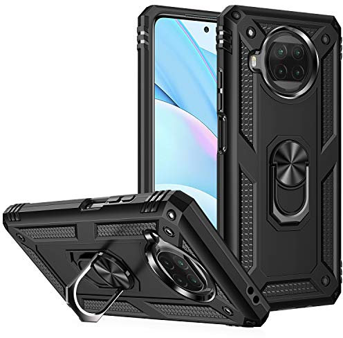 BestST Cover per Xiaomi Mi 10T Lite 5G,+ Vetro Temperato, Custodia per Xiaomi Mi 10T Lite 5G Cover a 360°Girevole Ring Hybrid Armor Bumper TPU Case per Xiaomi Mi 10T Lite 5G Protettiva Shell,Nero