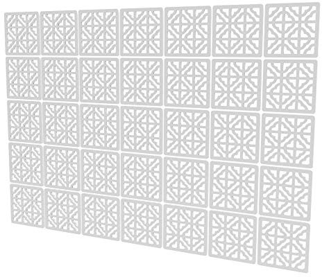 35 Pcs Raumteiler Hängend - 147x206cm - Weiß Raumtrenner Schlafzimmer Geometrisches Muster Hängender Raumteiler für Badezimmer, Kinderzimmer, Kinderzimmer - Caddy-Kleiderbügel Mit Klarem Fenster