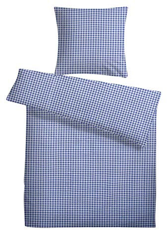 Carpe Sonno Seersucker Bettwäsche 155x220 Baumwolle | Sommer Bettwäsche kariert Bettbezug 155x220 | Kühlende Sommerbettwäsche Bügelfreie Bettwäsche-Sets | Blau Weiße Bettwäsche Baumwolle 155 x 220